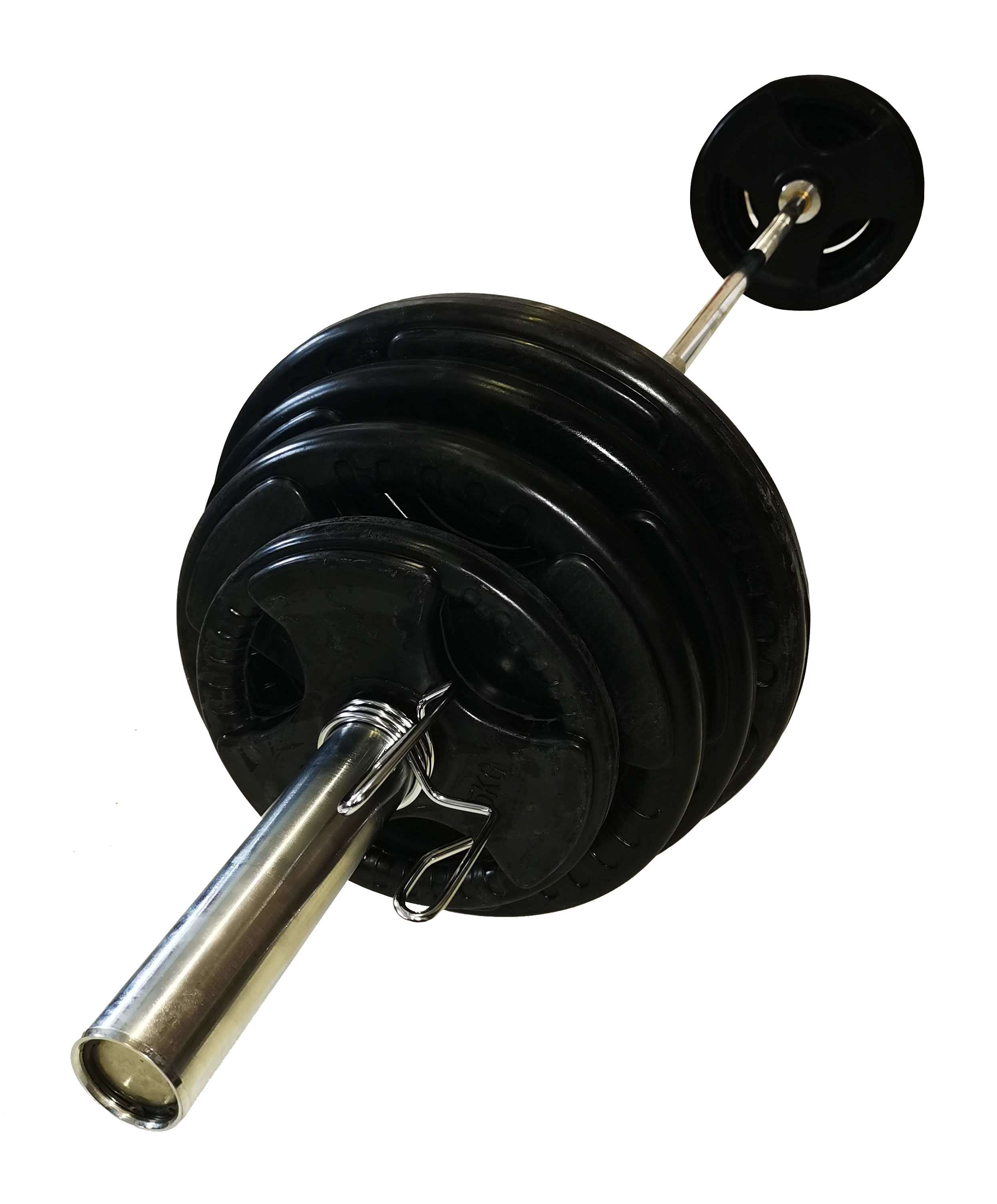 Olympijská činka s pogumovanými kotouči - 120 kg